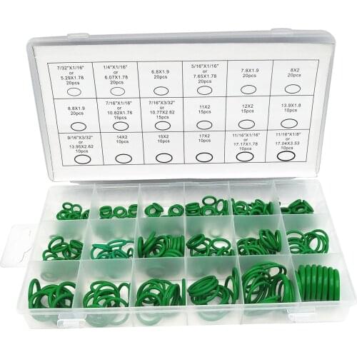 Set of 270 Portable Green Rubber Seal O-Ring Washer Assortment Set Organizer