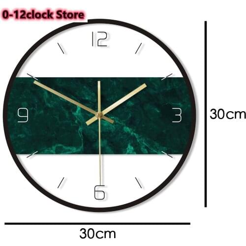Abstract Dark Wall Clock Green Print Modern Design Round Silent Sweep Movement Watch Duvar Saati Home Decor Horloge