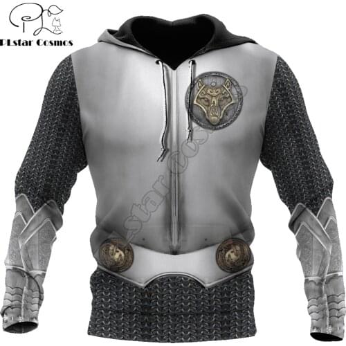 PLstar Cosmos 2021 Autumn Hoodies Viking Warrior Chain Armor 3D Printed Mens Sweatshirt Unisex Zip Pullover Casual Jacket DW661