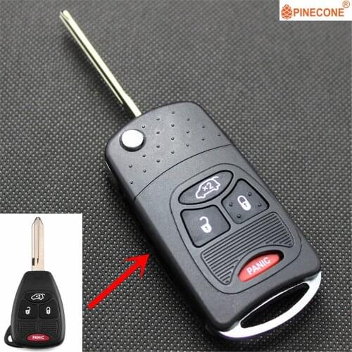 PINECONE for Chrysler 200 300 300c PT Cruiser Sebring Dodge Avenger Charger Jeep Commander 3+1 Button Modified Car Key Fob Shell