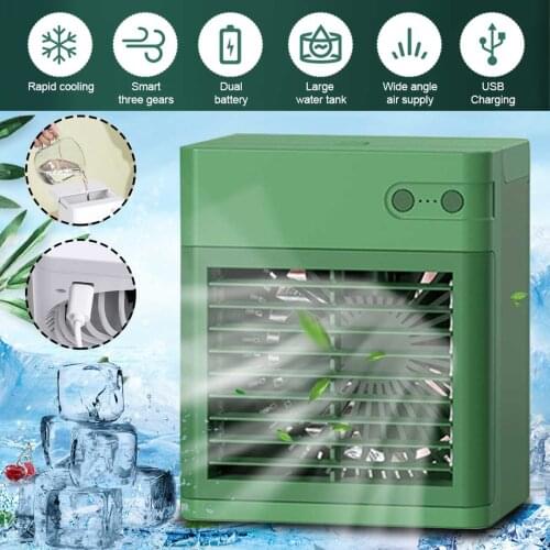Portable Mini Air Conditioner Summer Cooler Fan with Adjustable Air Outlets + Colorful Light 3 Cooling Modes USB Air Cooling Fan
