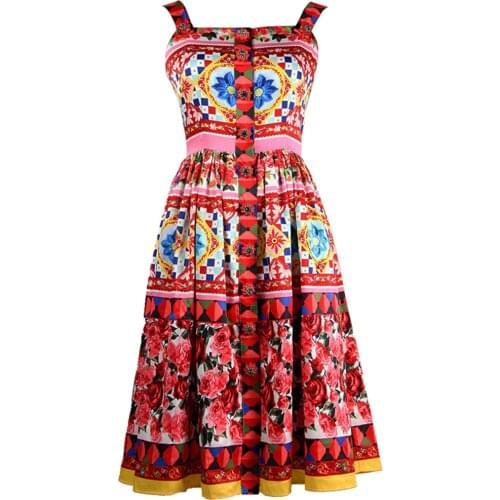 Red RoosaRosee Summer Dresses With Buttons
