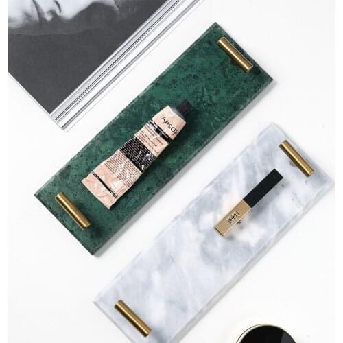 Nordic Luxury Marble Sushi Tray Minimalist Home Dessert Cake Fruit Snack Plate Desktop Water Cup Cosmetics Jewelry Storage Tray