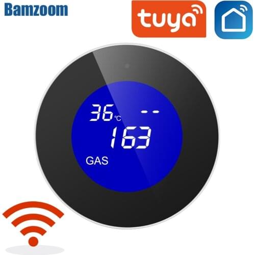 Tuya Wifi Smart Natural Gas Alarm Sensor With temperature function Combustible Gas Leak Detector LCD Display Smart Life App
