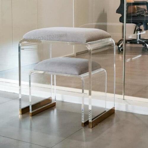 Modern And Simple Acrylic Shoes Change Stool Transparent Makeup Stool Nordic Light Luxury Creative Door Home