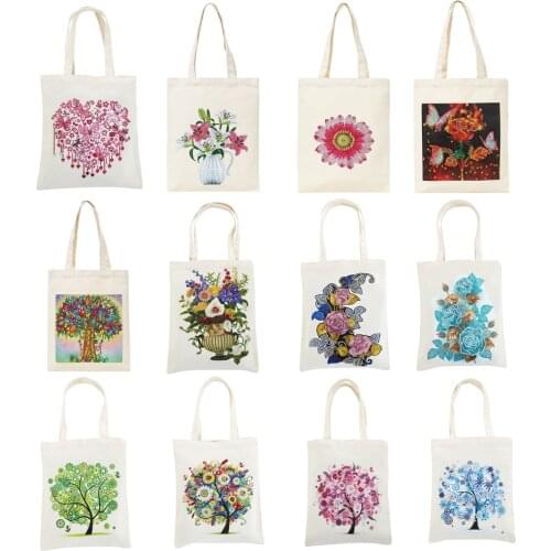 Diamond Painting Bags DIY Diamond Art Cross Stitch Kit Handbag Storage Bags Foldable Canvas Bag Home Organizer Craft Gifts