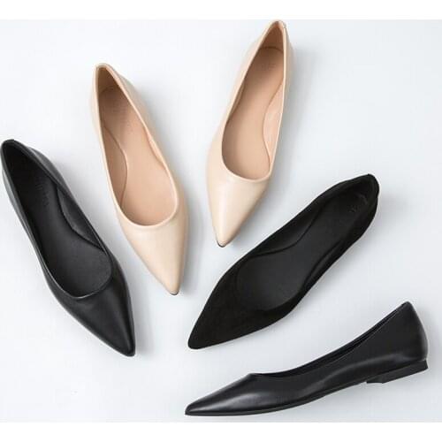 2021 Fashion Loafers Shoes Women Natural Soft Leather Flats Comfortable Ladies Pointed Toe Sewing Shoes Elegant Female Footwear