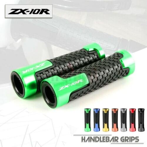 7/8"22mm Motorcycle Accessories Universal CNC Aluminum+Rubber Handle Grips for KAWASAKI NINJA ZX10R ZX-10R 06-19