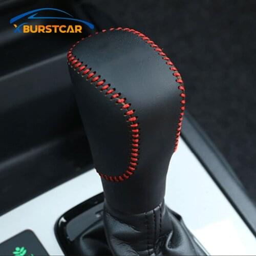 Xburstcar Auto for Honda Fit City 2020 2021 Leather Car Gear Shift Collars AT Hand Brake Protection Cover Gear Head Knob Covers
