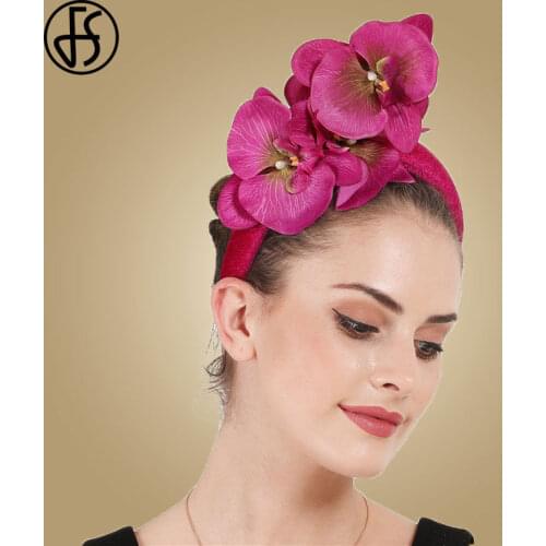 FS Fashion Phalaenopsis Flowers Velvet Headbands For Women Ladies Church Hair Accessories Hair Band Headwear Party