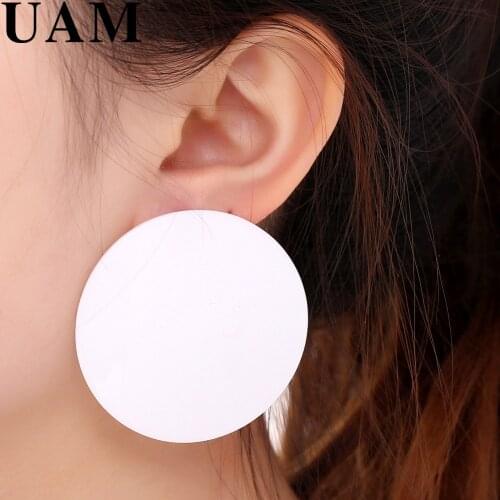 UAM Oversize Big Round Stud Earrings For Women Geometric Circle Earrings European Hot Drop Shipping Acrylic Brincos Pentients
