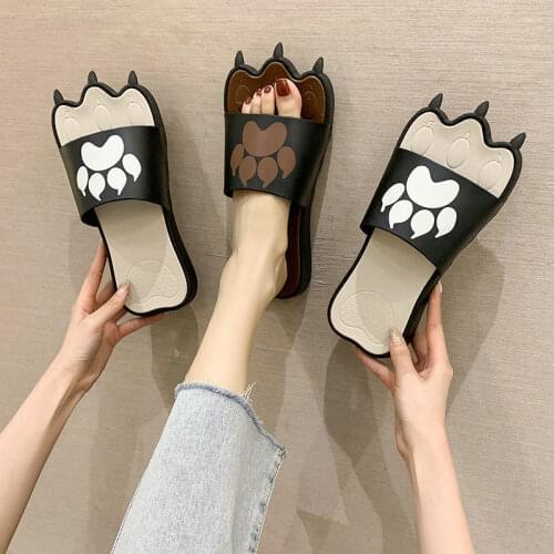 Female Summer Cute Slippers Ladies Cat Claw Sandals Men/Women Indoor Home Shoes Casual Non-Slip Slides Girls Fashion Flip Flops