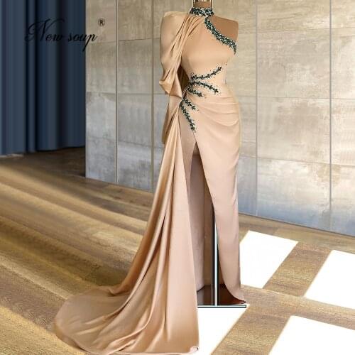 Robe De Soiree Dubai Haute Beading Prom Dress Sexy One Sleeve Party Gowns 2021 Mermaid Formal Women Evening Dresses Saudi Arabia