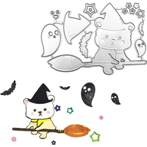 1Pc Halloween Bear Bat Ghost Metal Cutting Dies Stencil Scrapbooking DIY Album Stamp Paper Card Mold Embossing Decor