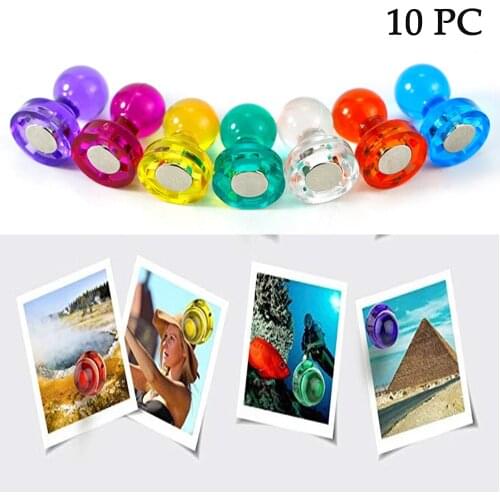 10Pcs Acrylic Mini Magnetic Pushpin Fridge Magnets Multi-color Thumbtack Notice Board Marker Message Holder Office School Supply