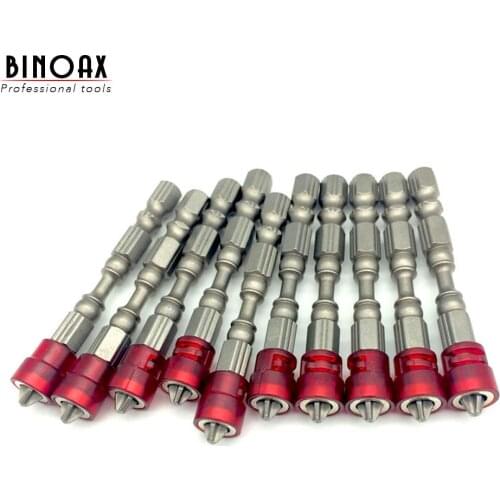 10pcs/set 65mm Magnetic Screwdriver Bit Plasterboard Drywall Screwdriver Bits Ph2 Screw Driver Bit -1/4" Hex Shank