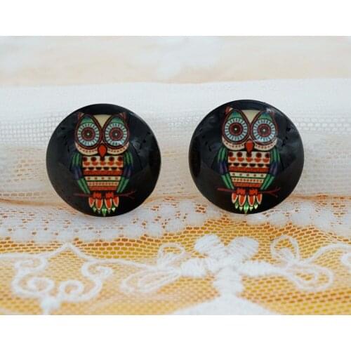 10PCS/lot Round 8MM Cute Owl Glass Cabochon for make bracelet necklace Jewelry for 2019 women earring pins brooch craft supply