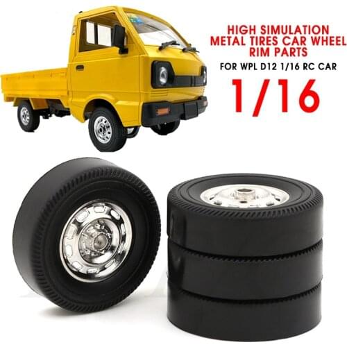 4pcs Tire For WPL D12 1/16 RC Car High Simulation Metal Tires Car Wheel Rim Parts 53*47.5*14.8mm Zinc Alloy + Rubber