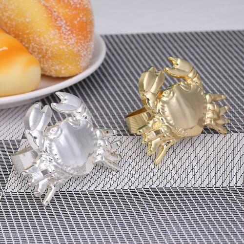 6pcs/lot European creative napkin ring metal crab napkin buckle high-end hotel restaurant table napkin ring