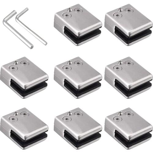 8 PCS Glass Clamps 9-10mm M Size Stainless Steel 304 Glass Clamps Adjustable Glass Bracket Flat Back for Balustrade