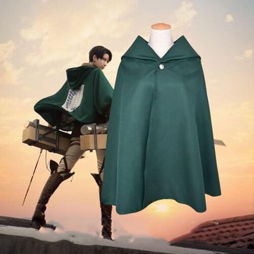 Anime Attack On Titan Cloak Shingeki no Kyojin Scouting Legion Eren Levi Cloak Cape Halloween Unisex Cosplay Green Cape Clothes