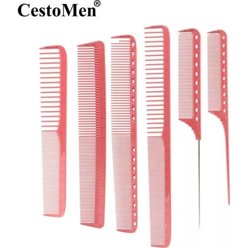 CestoMen Salon Anti Static Carbon Cutting Comb Hair Scale Measuring Tail Comb With Laser Measure Scale Barber Hairdressing Combs