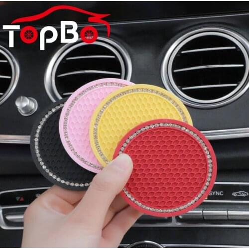 Car Rhinestone Water Cup Bottle Holder Anti-Slip Mat Pad Silica Gel Non-slip Car Mat for Mini Cooper For Alfa Romeo Car Interior