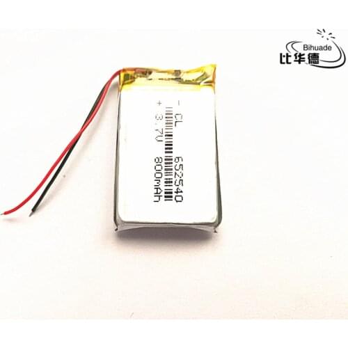 Free shipping 10pcs/lot small capacity rechargeable li-ion batteries 3.7v 800mah 652540 for toys LJ Driving recorder