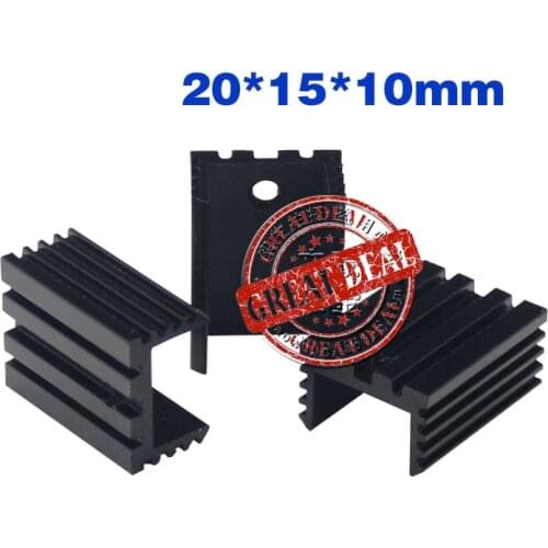 Free Ship Wholesale 100PCS Aluminum Heatsink u type to220 heatsink 20*15*10mm 7805 heat sink black