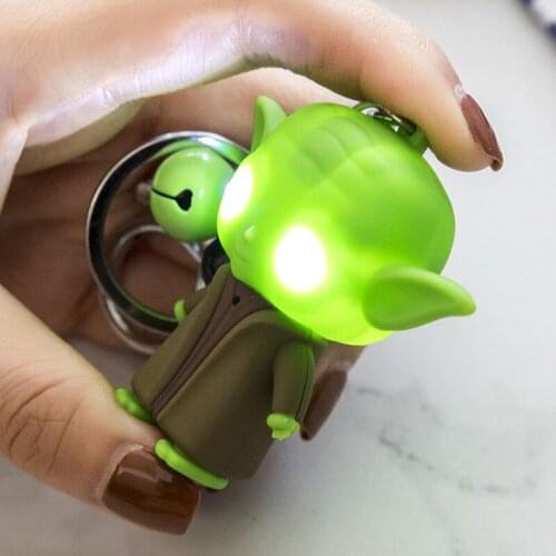 Disney Cartoon Star Wars Baby Yoda Keyring Light Black Darth Vader Pendant LED KeyChain For Man christmas Gift