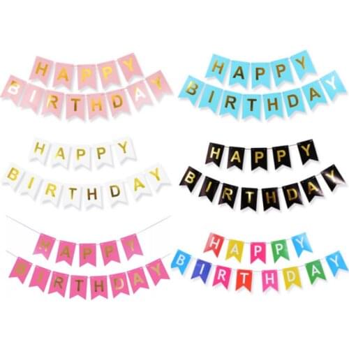 Paper Bunting Garland Banners Flags Happy Birthday Banner Boys Girl Baby Shower Decoration Wedding Birthday Party Supplies Decor
