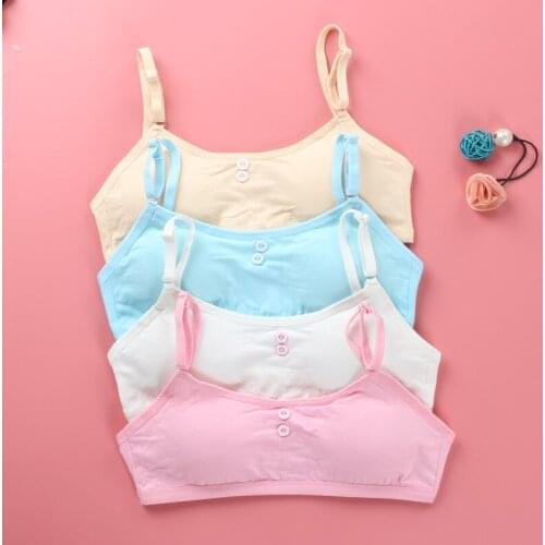 5pc/lot Young Girl Training Bra Kids Vest Tops Cotton Underwear Wireless Comfortable Suit for 8-14Years