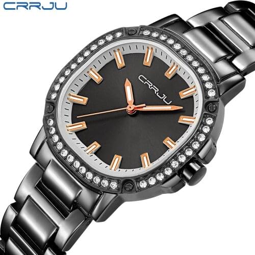 CRRJU Newest Japan Brand Women Watches Modern Retro Waterproof Ladies Watches Crystal Rose Gold Stainless Steel Montre Femme