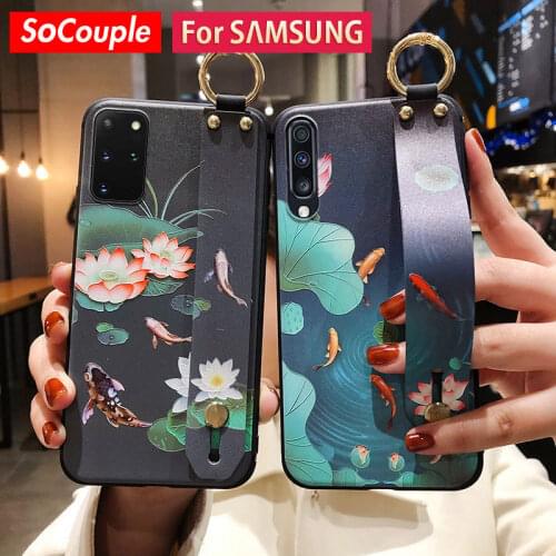 SoCouple Case For Samsung A50 51 70 71 20 21s 31 32 52 72 12 S20 FE S10 9 S21 Plus Note 20 Ultra Wrist strap Phone Holder Case