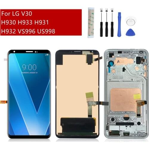 For LG V30 LCD Display Touch screen Digitizer Assembly With Frame H930 H931 H932 H933 VS996 Screen Replacement Repair Parts 6.0