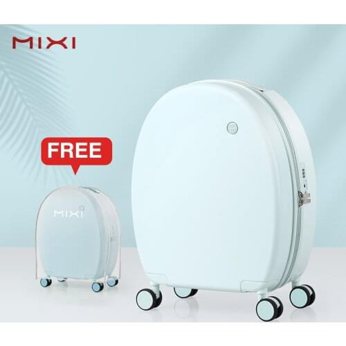 Mixi Patent Design Niche Carry On Suitcase Short Trip Travel Rolling Luggage 20 Inch with Cover Spinner Wheels 37L 100% PC M9235