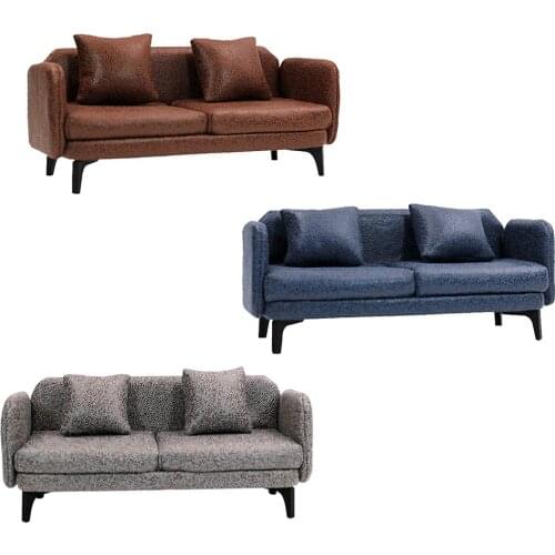Double Sofa/Couch with Pillows Miniature Model Accessory Living Room 1:12