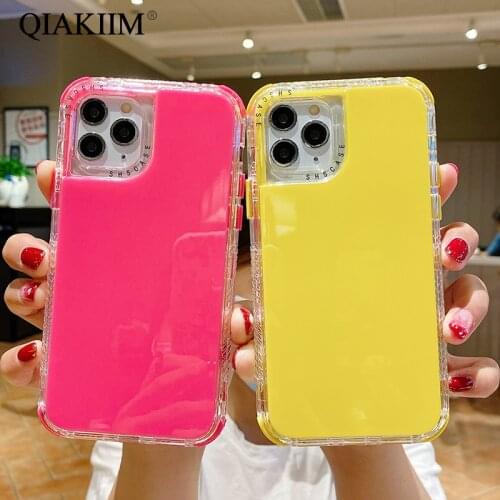 3 in 1 Dual Layer Shockproof Armor Phone Case For iPhone 12 Mini 11 Pro Max XS XR X 7 8 6 6s Plus SE 2020 Candy Color Back Cover