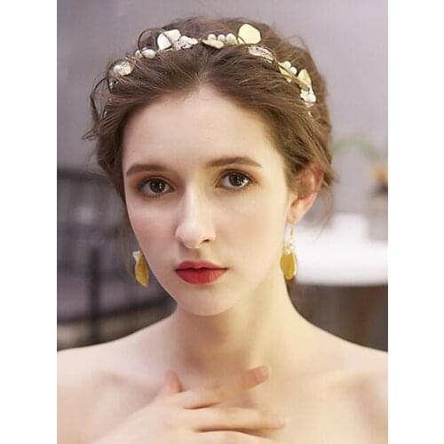 Fxmimior Crystal Wedding Headband Gold Leaves Bridal Headpiece Jewelry Band Hairpiece Women Hair Accessories