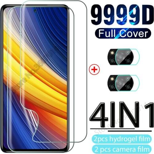 4in1 full cover hydrogel film case for xiaomi poco x3 m3 pro nfc f3 m3pro anti-scratch screen protector lens film not glass