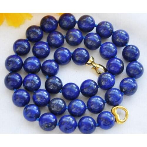 Hot sale Free Shipping>>>>>REAL 18" 12mm round blue lapis lazuli bead pendant necklace