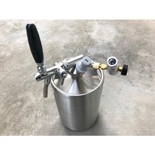 Homebrew 5L Mini Keg 304 stainless Beer Growler + Beer Spear with Adjustable tap Faucet with CO2 Injector Premium for beer bar