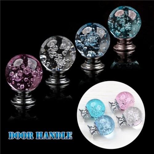 Crystal Handle Transparent Bubble Round Ball Furniture Door Handle Modernized Single Hole Cabinet Pulls Closet Drawer Kitchen