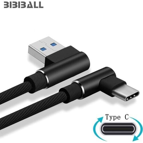 USB Type C Fast Charger cable for Xiaomi Mi 9 8 pocophone f1 Wileyfox Swift 2 Plus 90 degree L Type cord for redmi note 7 pro