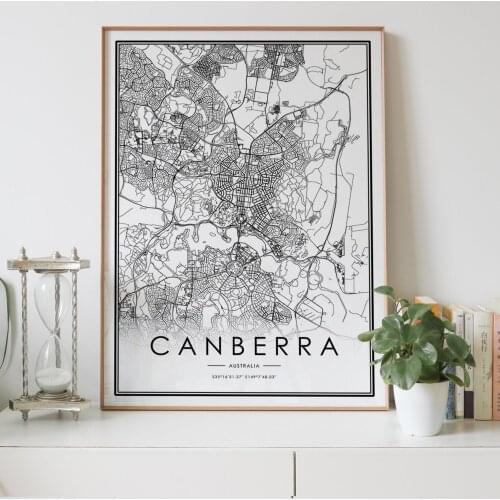 CANBERRA city map Nordic Living Room Decoration Canvas Poster Modern Home Decor Art Print Painting