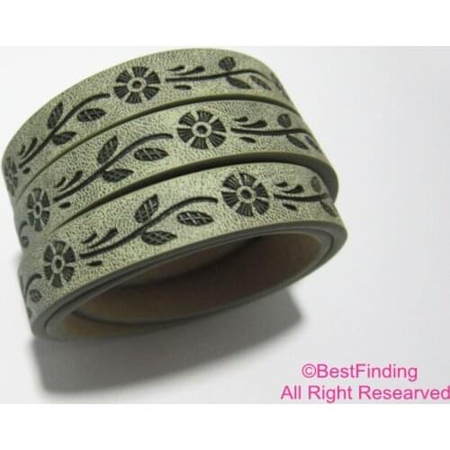 Leather cord Light gray dandelion amboss Celadon 10mm Flat leather cords S1038