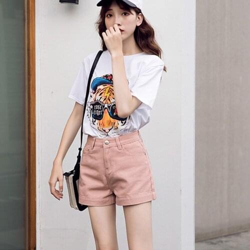 Summer 2021 Womens Denim Shorts Khaki Womens Casual Shorts Young Girls School Denim Wide Leg Shorts Plus Size25-32