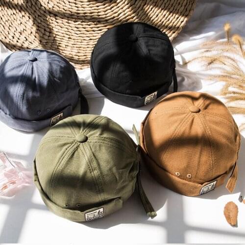 New Hat Street Ins Retro Landlord Hat Men and Women Trend To Wear Letterless Hats Japanese Yuppie Hat Melon Leather Cap Men