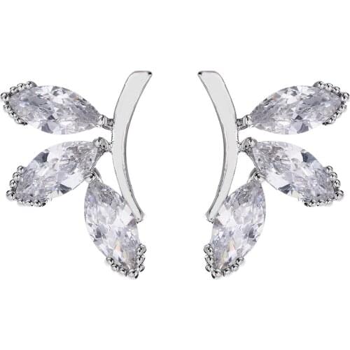 MEILIYISHI Hot Sale Earrings Studs High Quality Marquise Cut Clear Color Cubic Zirconia Stone Flower Stud Earrings For Women