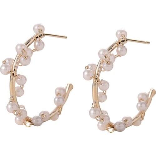 Fashion Temperament Sweet Fresh Exquisite Unique Design Semi-circle Pearl Stud Earrings For Women Jewelry Birthday Gift